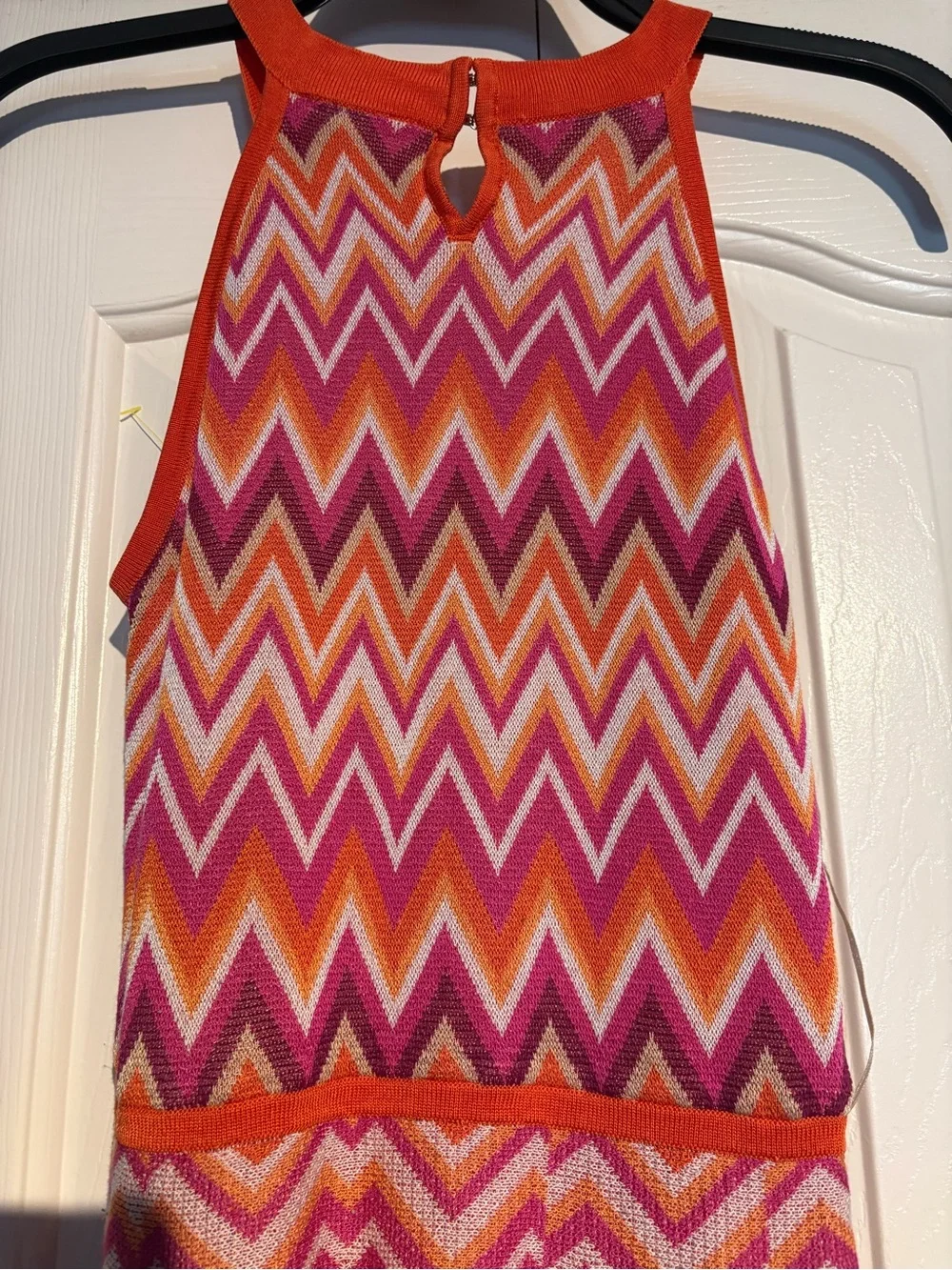 Trina Turk Chevron Knit Skater Dress in Pink and Orange